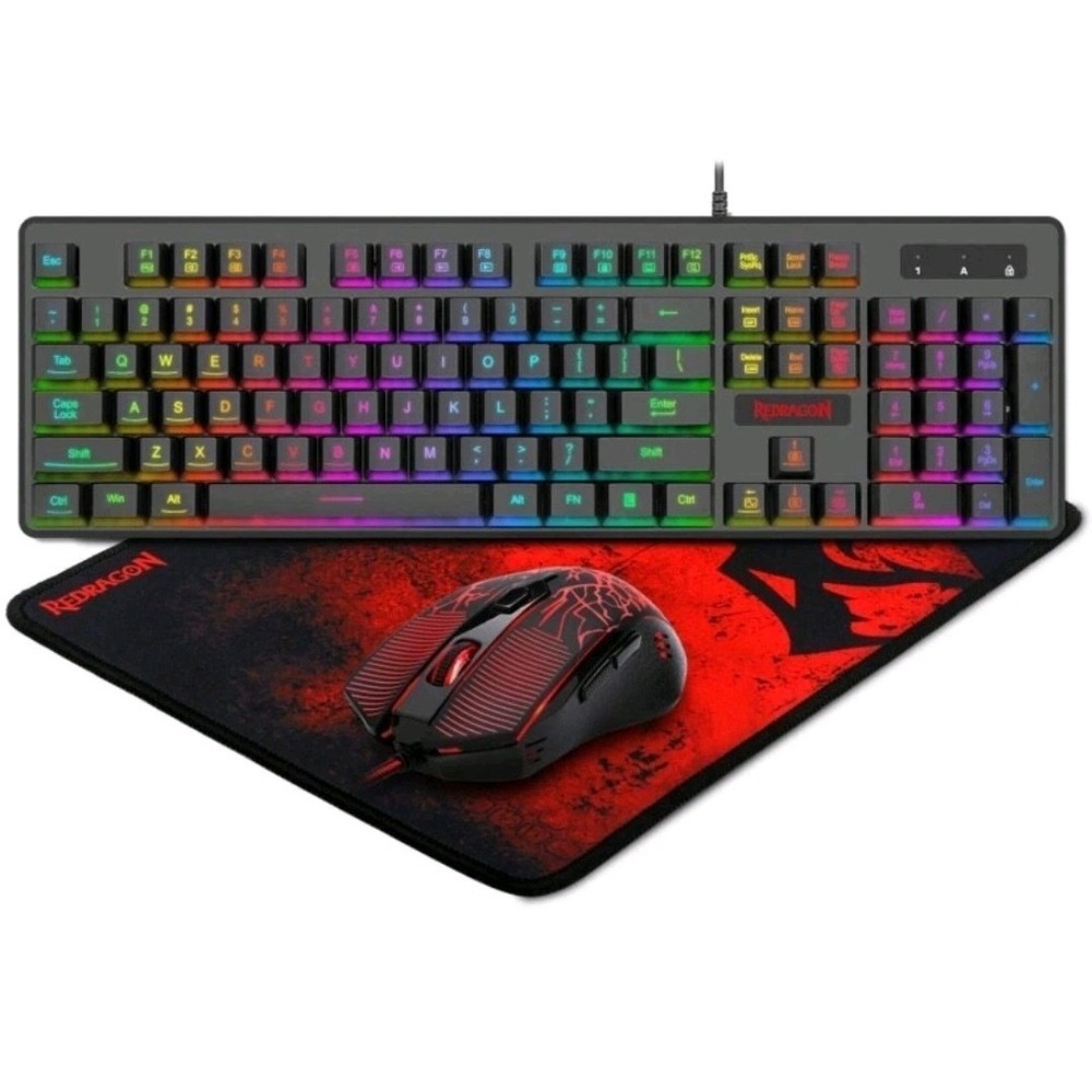 Redragon S107 Gaming Keyboard and Mouse Combo Large Mouse Pad Mechanical Feel RG